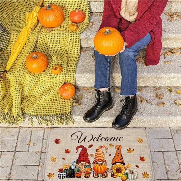Winter Fall Door Mat‎ Non Slip Farmhouse Welcome Mats 27.6x15.7 Inches - Picture 7 of 7